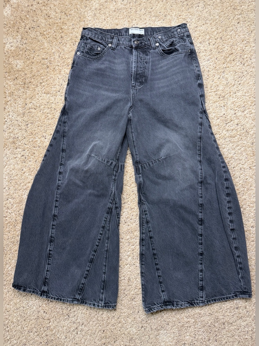 We The Free Washed Black Wide-Leg Paneled Jeans